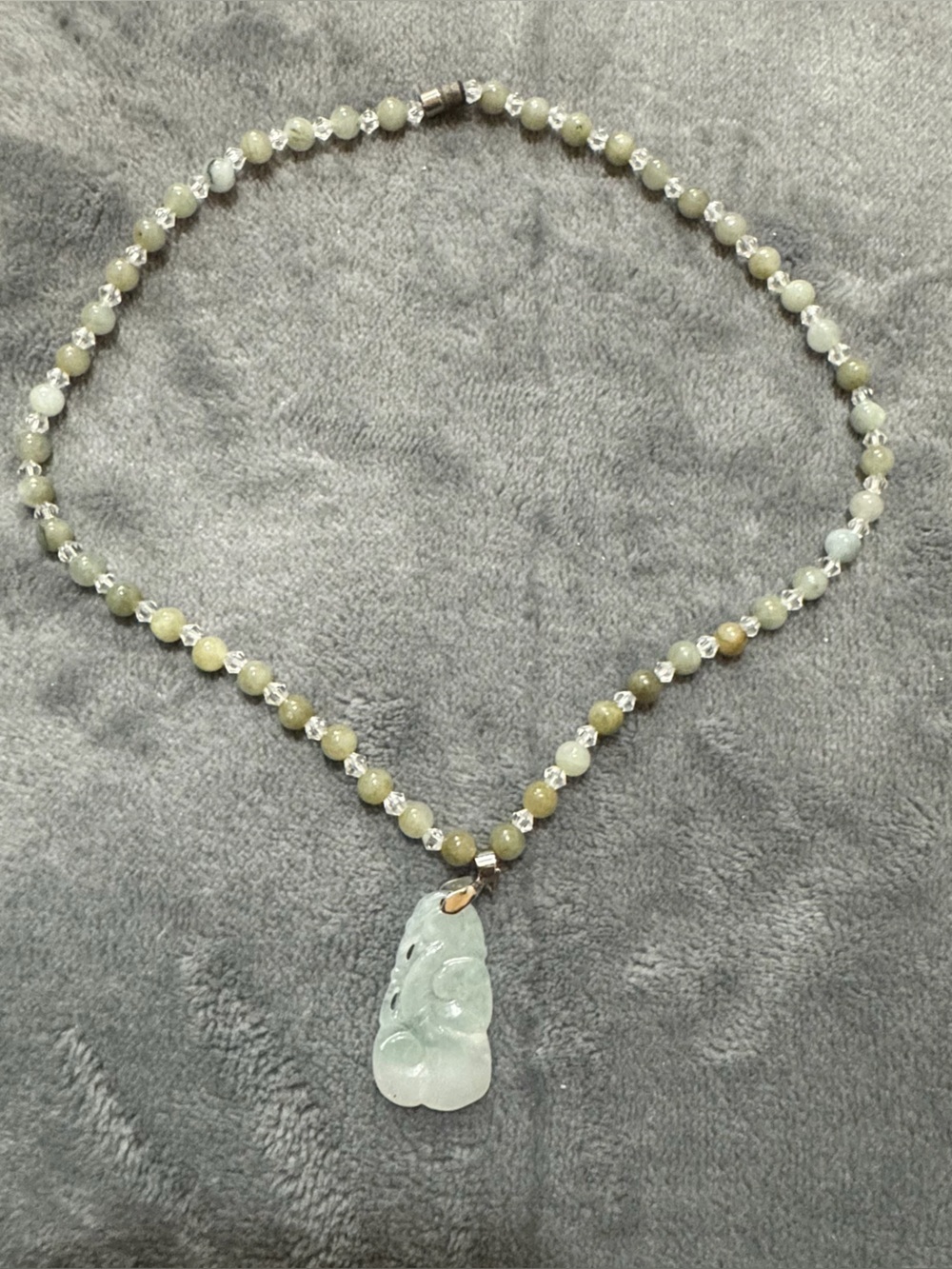 Seafoam Green Jade Pendant Necklace with Beaded Strand

#2
